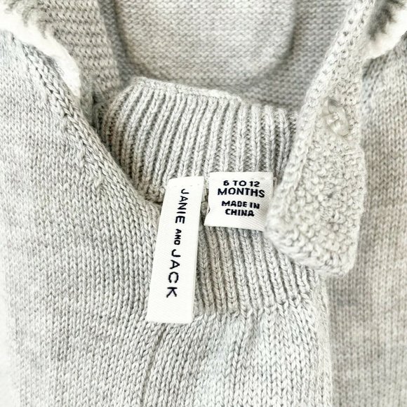 Janie and Jack Gray Knit Floral Ruffle Strap One Piece For 6 to 12 Months Baby - Picture 10 of 10